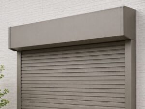 白レンガ調外壁とグレーのシャッター