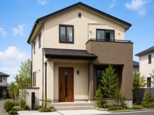 アイボリー×ブラウン配色の一般住宅